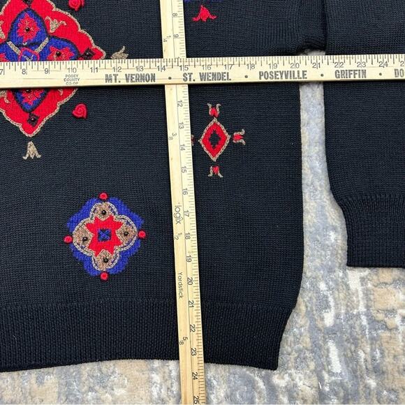 Koret Sweater Womens Size Small Black & Red Pullover Beaded Vintage Shirt Top - Picture 5 of 6